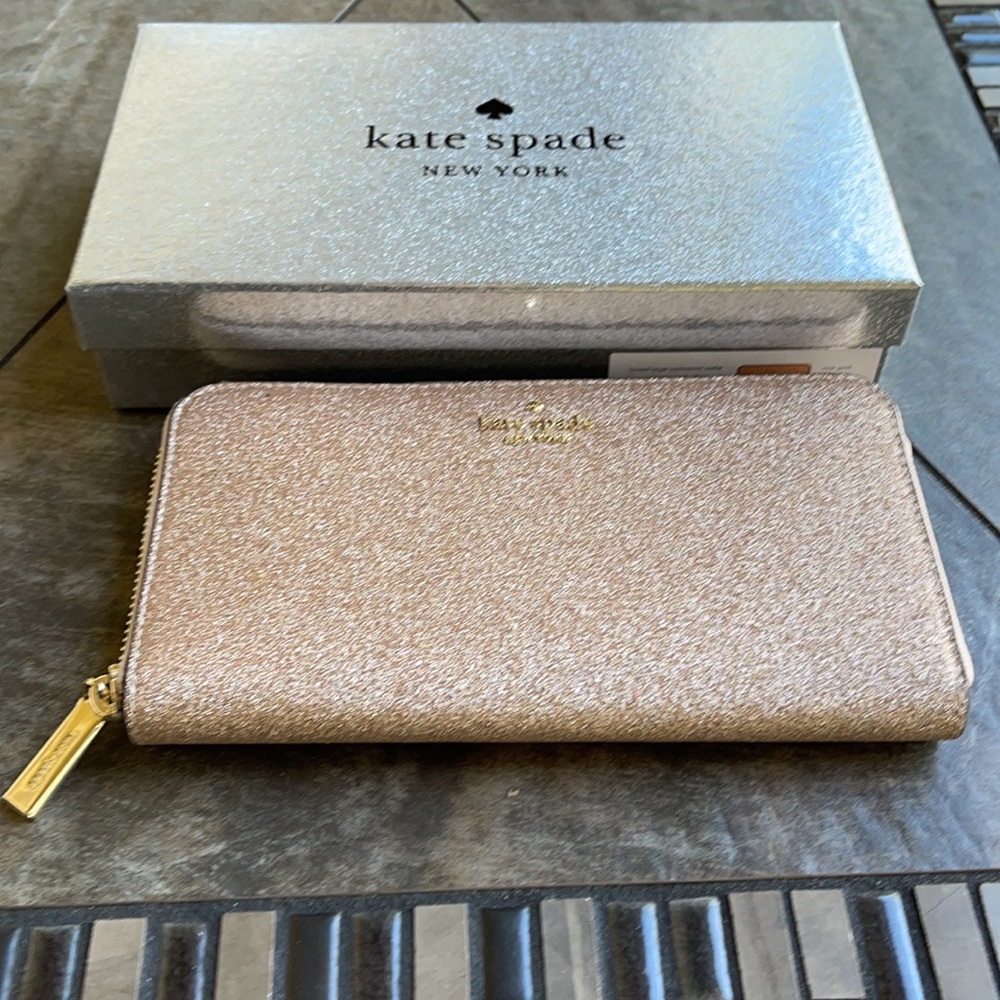 Kate Spade shimmy glitter boxed large continental wallet - Picture 2 of 16